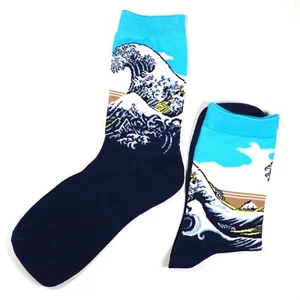 The Great Wave Socks One Size Ankle Mens Womens (UK 4-8) Hokusai Cotton Blend - Picture 1 of 1