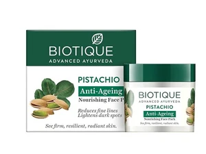 Biotique Pistachio Anti Ageing Nourishing Face Pack for All Skin Types, 50gm - Picture 1 of 4