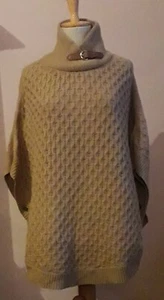 MASSIMO DUTTI PONCHO ONE SIZE BEIGE WOLLE/KASCHMIR/ANGORA TOLLE KRAGENLÖSUNG TOP - Bild 1 von 9