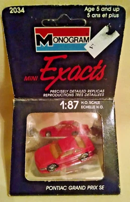 PONTIAC GRAND PRIX SE MINI EXACTS MONOGRAM MODELS 1989 #2034 1:87 HO RED. - Image 1 of 4