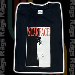 vintage scarface movie poster black t-shirt al pacino delta pro large 90s - Picture 1 of 5