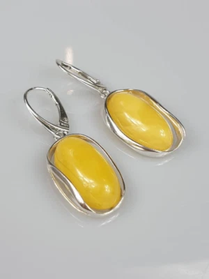 Weiße Bernstein Ohrringe Big Natural Baltic Bernstein Butter Scotch Milchig W... - Bild 1 von 4