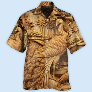 Peacock Woodcarving Hawaiian shirt - Picture 1 of 2