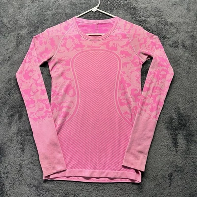 Camiseta Lululemon Swiftly Tech Manga Larga Mujer Talla 6 Rosa Camuflada Performance Top Foto 1 de 4