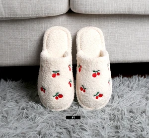 ComfyLuxe Cherry Pattern Embroidered Slippers - Picture 1 of 6