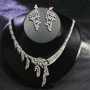 Swarovski Zirkonia Braut Hochzeit Halskette und Ohrringe Set - Bild 1 von 13