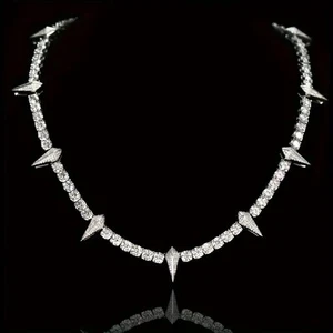 Moissanite Diamond King Of Wakanda Sharp Tooth Necklace Sterling Silver 18-20 In - Picture 1 of 1