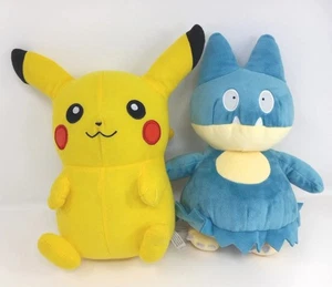 Pokemon Pikachu Munchlax Plush Lot Of 2 Big Eater Stuffed Animal 2017 2020 10" - Picture 1 of 16