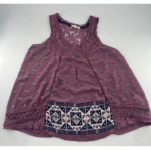 Camisa sin mangas Hint of Mint para mujer grande púrpura azul Boho Love verano indie - Imagen 1 de 9