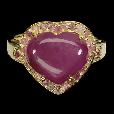 925 Sterling Silver Ring Heart Ruby 12x11mm Natural Gemstone Jewelry Size 8 - Image 1 of 4