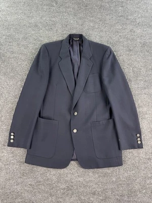 Винтажный Christian Dior Blazer 42 L синий шерсти серебряные кнопки логотип дизайнер США - Изображение 1 из 4