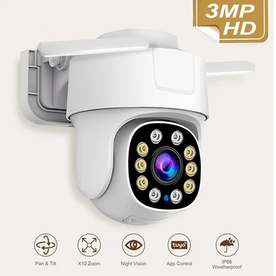 PTZ WiFi Outdoor Security Camera AI Tracking Monitor 3MP HD CCTV Camera System - Image 1 of 4