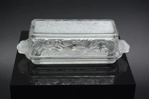 Princess House Glass Butter Dish Fantasia 2 Pc Pointsettia Frosted Top 6 1/4" - Picture 1 of 9