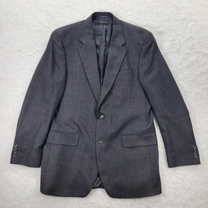 Chaps 100% Lambs Wool Herringbone Sport Coat Mens Sz 42X Blue Pane Ralph Lauren - Picture 1 of 14