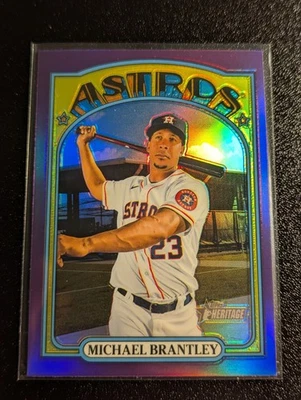 2021 Topps Heritage — Michael Brantley No54 хромированная фиолетовая переливающаяся карточка HOU Astros - Изображение 1 из 4