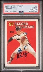 1988 Topps Tiffany Nolan Ryan Signed Baseball Card PSA 9 PSADNA 10 Certified HOF - Picture 1 of 4