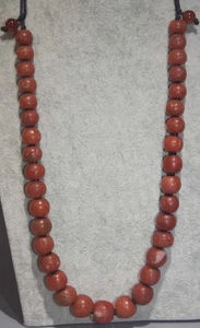 Wonderful Real Tibet Vintage Old Buddhist NanHong Agate Bead Necklace Amulet 35P - Picture 1 of 14