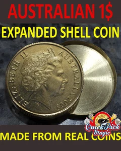 Australian Expanded Coin Shell 1$ Coin - Expanded Australian Dollar Coin Magic - Picture 1 of 1