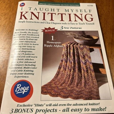 I Taught Myself Knitting Instruction Book Only Boye 6398 Includes Left Hand - Image 1 of 4