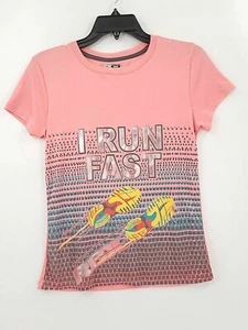 RBX Girls T-Shirt Short Sleeve Size L (14/16) Pink / Multicolor I Run Fast - Picture 1 of 5