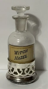 WITCH HAZEL Antique Apothecary Reverse Glass Label Bottle Drug Store Advertising - Picture 1 of 6