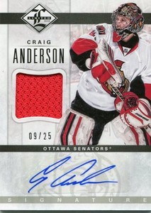 12/13 Panini Limited Signature Jersey #LJ- CA Craig Anderson 9 of 25