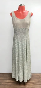 VTG Jody of CA. Mod Green calico print empire waist dress lace up back Boho 7 - Picture 1 of 9