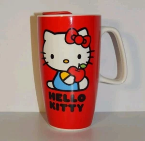 Taza de viaje de cerámica Hello Kitty Sanrio 2024 con licencia roja manzana 550 ml nueva con etiquetas - Imagen 1 de 5
