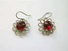 Vintage handmade in Latvia earrings with ruby red color stones 1970s