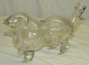 Antique 19th C Applied Blown Glass Dog Whimsy Bottle Gin Pig German Schnapshund - Picture 1 of 12