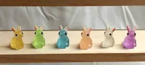 Lot of 6 Glow in the Dark Multicolor Resin Plastic Rabbit Bunny Miniatures - Picture 1 of 5