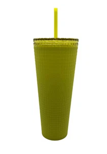 NEU Starbucks Winter 2023 Yellow Meadow Grid Soft Touch 24oz Venti Tumbler Tasse - Bild 1 von 4