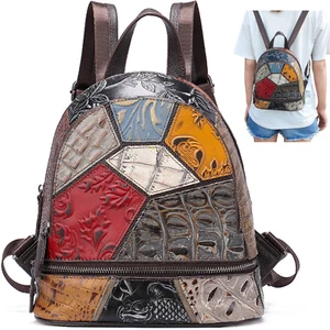 Large Multi Colour Genuine Italian Leather Shoulder Backpack Handbag Satchel Bag - Picture 1 of 7
