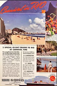 1940 Moore McCormack Lines anuncio impreso Carnival in Rio '41 American Republic Cruise - Imagen 1 de 6
