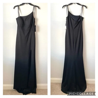 La Femme 28176 One Shoulder Jersey Gown Black 8 - Image 1 of 4