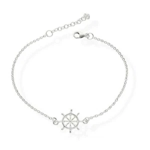 925 Silber Armkette Steuerrad Charm Damen-Armband Armkettchen ak12 - Picture 1 of 3