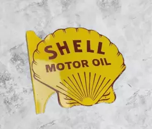 Shell Motore Oil Porcelain Enamel Heavy Metal Sign 24 Inches with Flange DSP - Picture 1 of 2