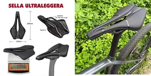 Sella ULTRALEGGERA pelle sintetica e binari in carbonio 135gr - Foto 1 di 1
