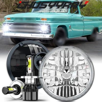 Faro LED de lente de vidrio de 7" para camioneta Chevy C10 C20 C30 1962-1980 Foto 1 de 4