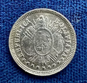 Bolivia 1893/83 CB overdate silver 5 centavos - Picture 1 of 5