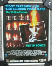 VINTAGE 1984 ORIGINAL ZIGGY STARDUST DAVID BOWIE 24 X 18 MOVIE PROMO POSTER