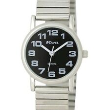 Ravel Gents Silver Watch with Easy to Bold Numbers and Black Dial - R0208.03.1s
