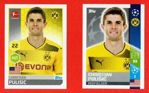 TOPPS CHAMPIONS LIGA+BUNDESLIGA 2017/18 - 2 pegatinas de novato #58-110 C.PULISIC - Imagen 1 de 2