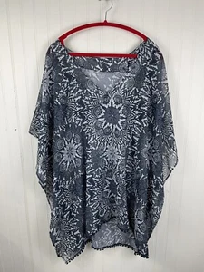 H&M Women’s Navy Floral Chiffon Beach Cover Up XS/S - Picture 1 of 13