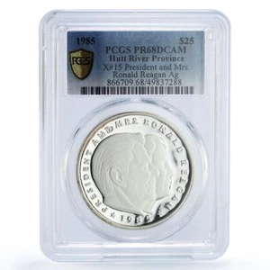 Hutt River 25 dollars President Ronald Reagan Visit PR68 PCGS silver coin 1985 - Picture 1 of 2