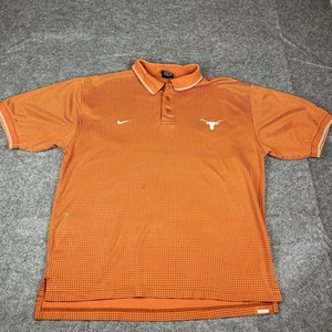 Vintage University of Texas Longhorns Polo Shirt Mens Medium Orange Nike Team - Picture 1 of 13