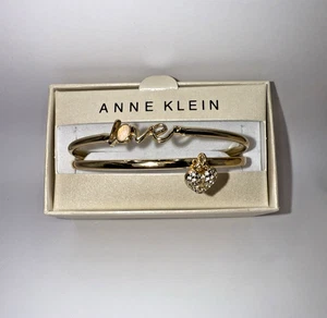 NIB Anne Klein Goldtone Love Pavé Herz Armreif Set $28 - Bild 1 von 8