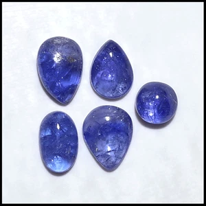 Lotto pietre preziose cabochon tanzanite naturale di lusso blu ~ 5 pezzi alta qualità 7,7 mm-12 mm - Foto 1 di 9