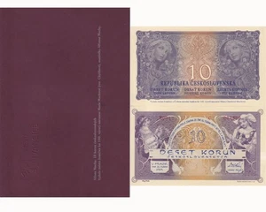 Czechoslovakia 10 Korun 1919/2020 Commemorative Official Reprint W/Folder UNC - Picture 1 of 5