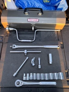 (18)pc Sears Craftsman USA V Series 1/2” Drive Complete Socket Set W Toolbox - Picture 1 of 18